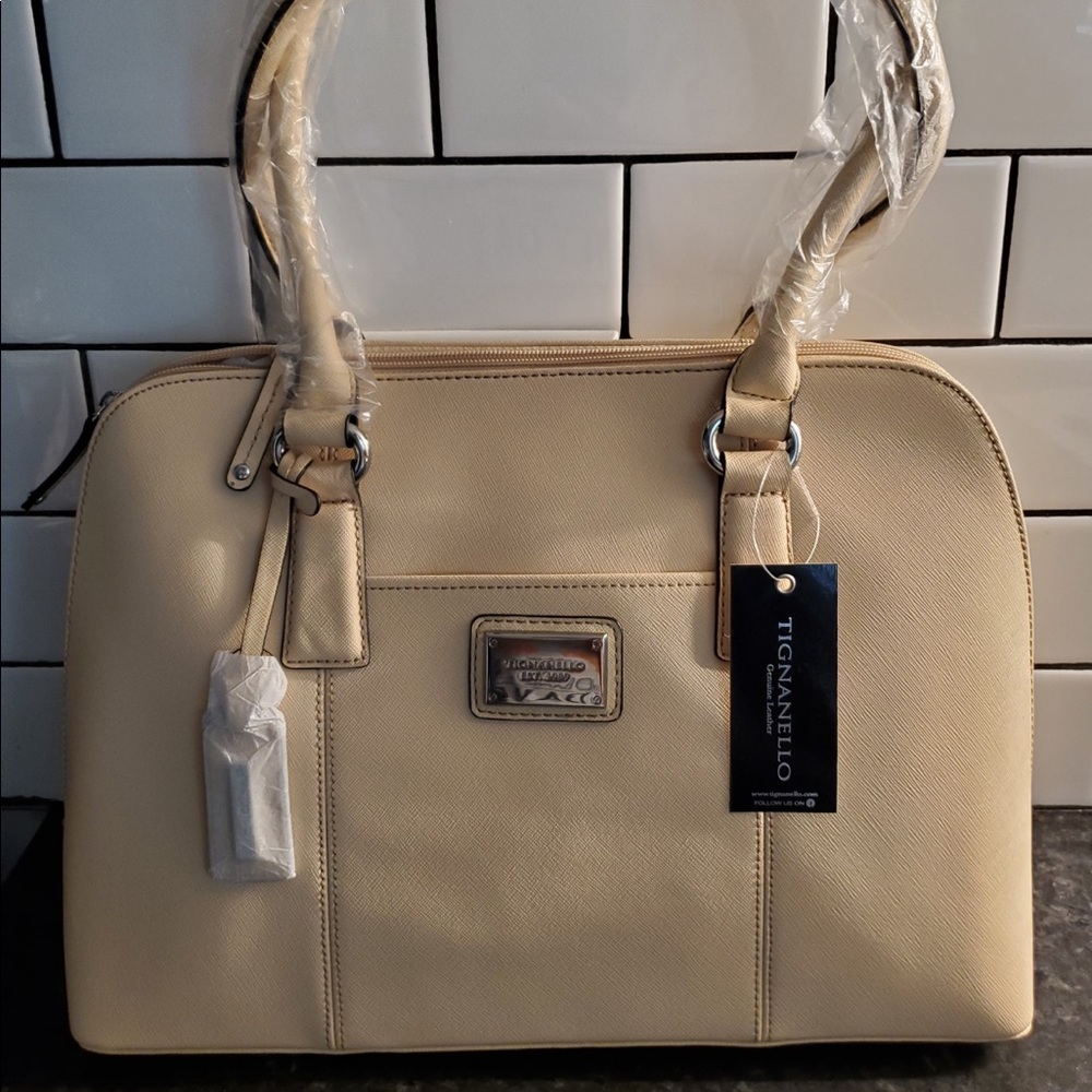 TIGNANELLO Genuine Leather,  According Satchel, Color: Cream